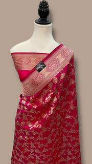 Pure Katan Silk Banarasi Handloom Saree - All over jaal work - The Handlooms