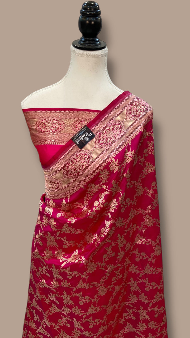 Pure Katan Silk Banarasi Handloom Saree - All over jaal work - The Handlooms
