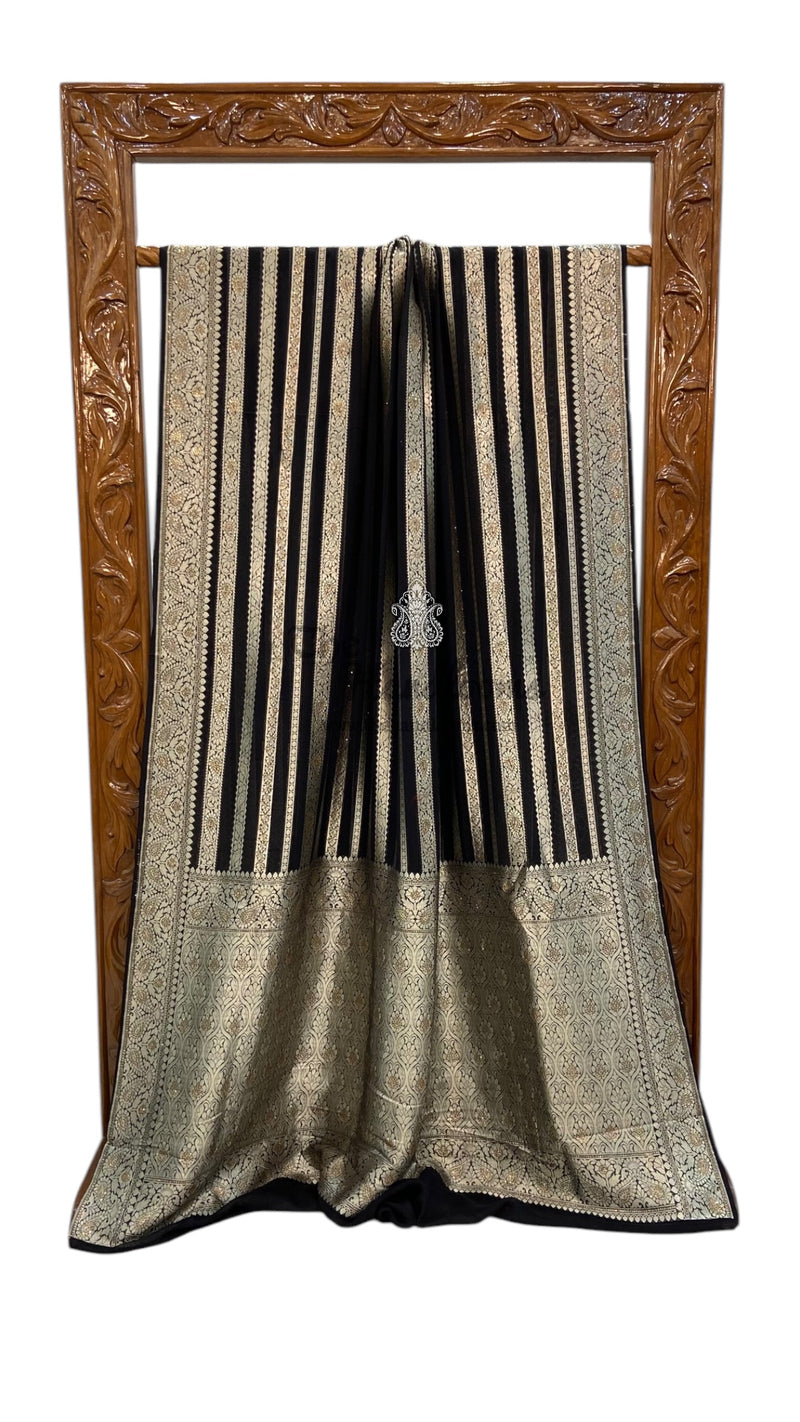 Khaddi Georgette Handloom Banarasi Saree with Siroski Stone Work - The Handlooms