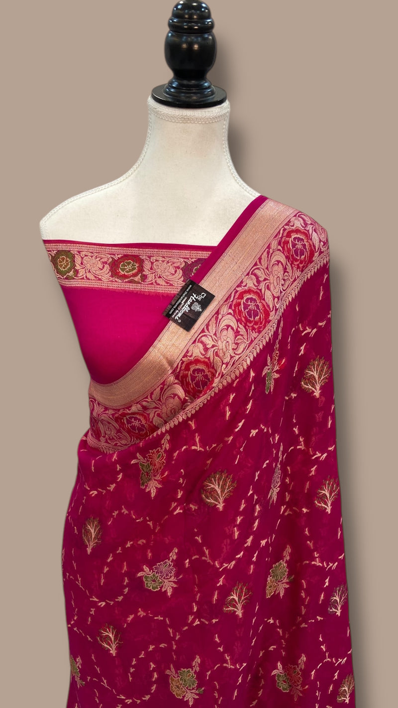 Pure Chiffon Khaddi Banarasi Saree - The Handlooms