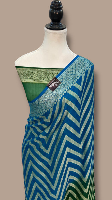 Green Pure Chiffon Khaddi Banarasi Saree