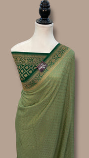 Pure Khaddi Crepe Georgette Handloom Banarasi Saree - The Handlooms
