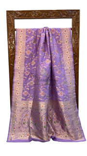 Pure Katan Silk Banarasi Handloom Saree - All over Jaal Work With Meenakari - The Handlooms