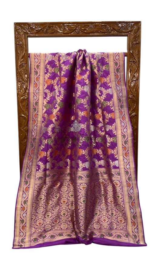 Pure Katan Silk Banarasi Handloom Saree - All over Jaal Work With Meenakari - The Handlooms