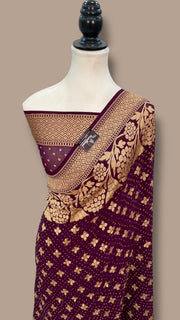 Pure Georgette Banarasi Bandhej Handloom Saree - The Handlooms