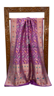 Pure Katan Silk Banarasi Handloom Saree - All over Jaal Work With Meenakari - The Handlooms