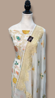 Khaddi Georgette Banarasi Dress material with Meenakari - The Handlooms