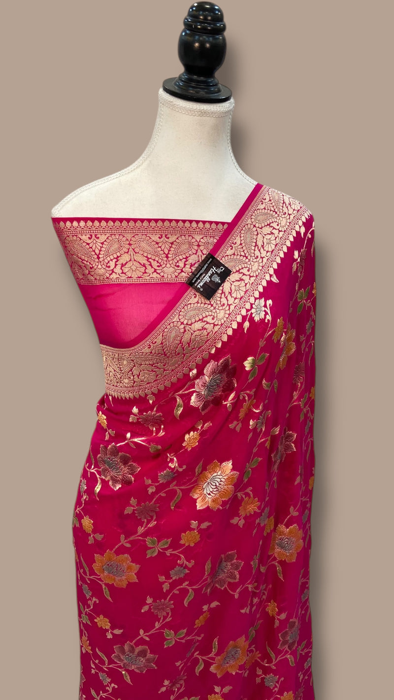 Pure Khaddi Georgette Handloom Banarasi Saree - The Handlooms