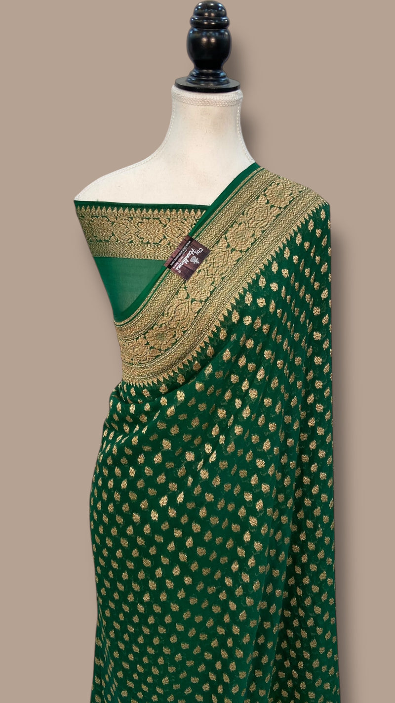 Pure Khaddi Georgette Handloom Banarasi Saree - The Handlooms