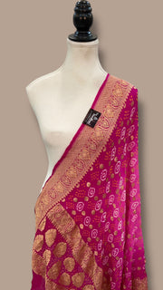 Pure Georgette Banarasi Bandhej Handloom Dupatta - The Handlooms