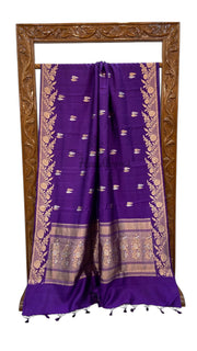 Pure Katan Silk Banarasi Handloom Saree - All over Kadua motifs - The Handlooms