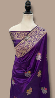 Pure Katan Silk Banarasi Handloom Saree - All over Sona Roopa Kadua Boota with Meenakari - The Handlooms