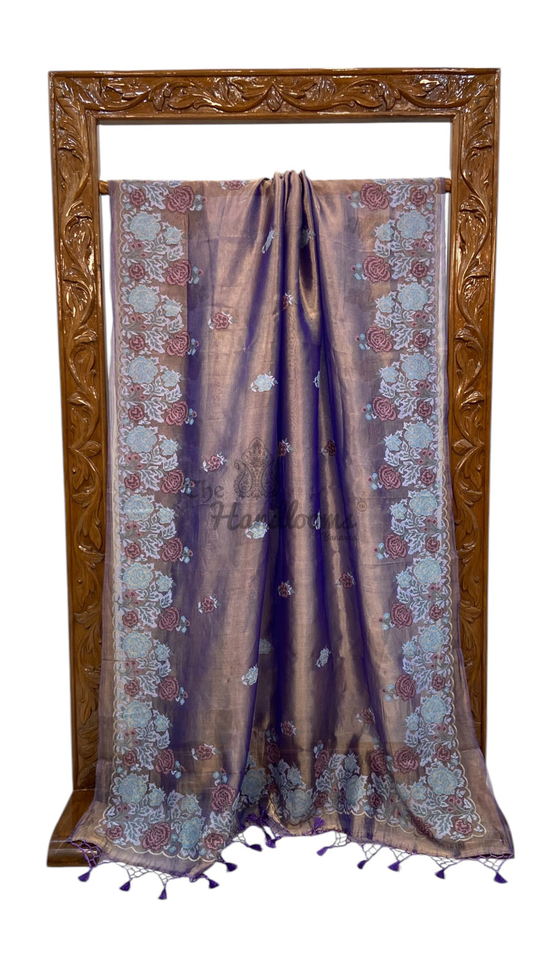 Pure Tissue Handloom Banarasi Saree With Chikankari - The Handlooms