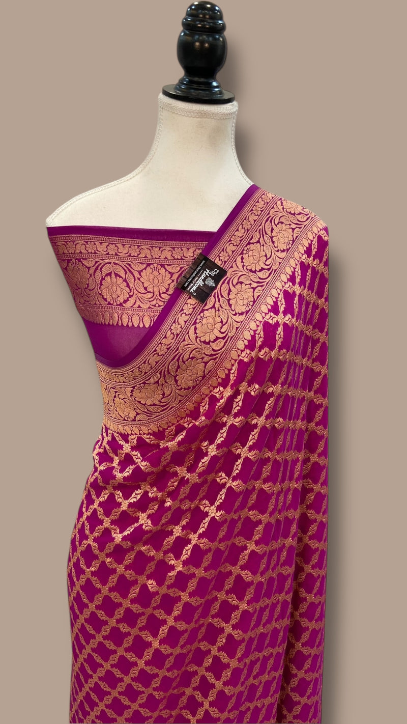 Pure Khaddi Georgette Banarasi Saree -  Gold zari - The Handlooms