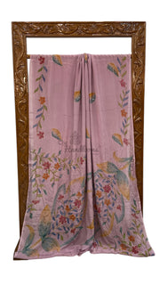 Pure Georgette Handloom Banarasi Saree with Handwork: Zardozi, Diamond Chain and Katdana - The Handlooms