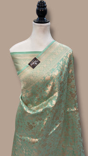 Pure Katan Silk Banarasi Handloom Saree - All Over Jaal Work - The Handlooms