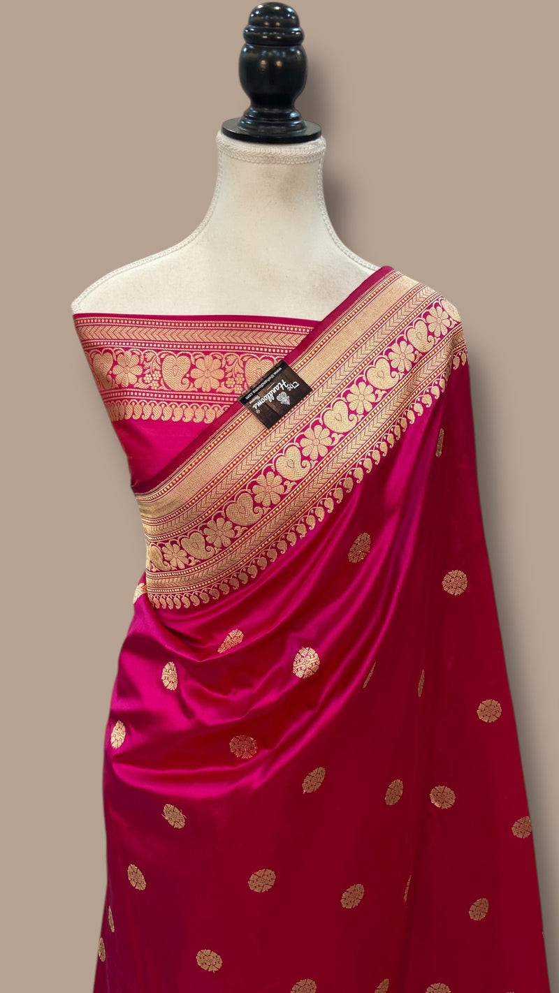 Pure Katan Silk Banarasi Handloom Saree - All over Kadua motifs With Meenakari - The Handlooms