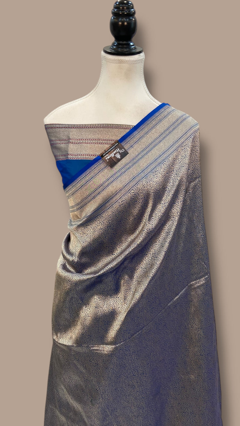 Regal Pure Katan Silk Banarasi Saree – Handwoven Tanchui Brocade - The Handlooms