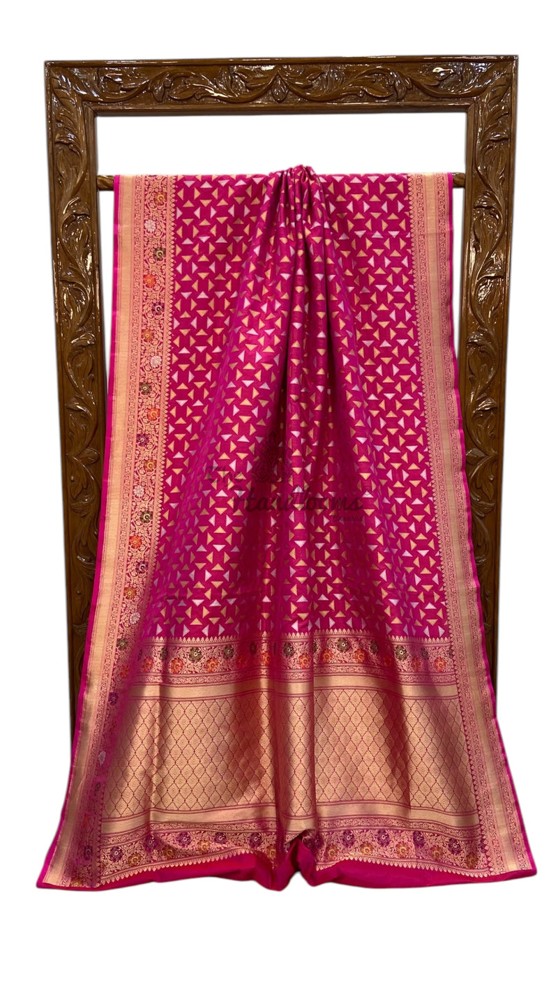 Pure Katan Silk Banarasi Handloom Saree - All Over Sona Roopa Jaal Work - The Handlooms