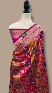 Pure Katan Silk Banarasi Handloom Saree - All over Jaal Work With Rangkart - The Handlooms