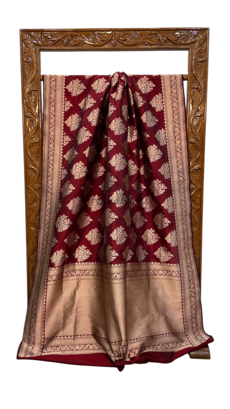 Katan Silk Banarasi Handloom Saree - All over Sona Roopa Jaal work - The Handlooms