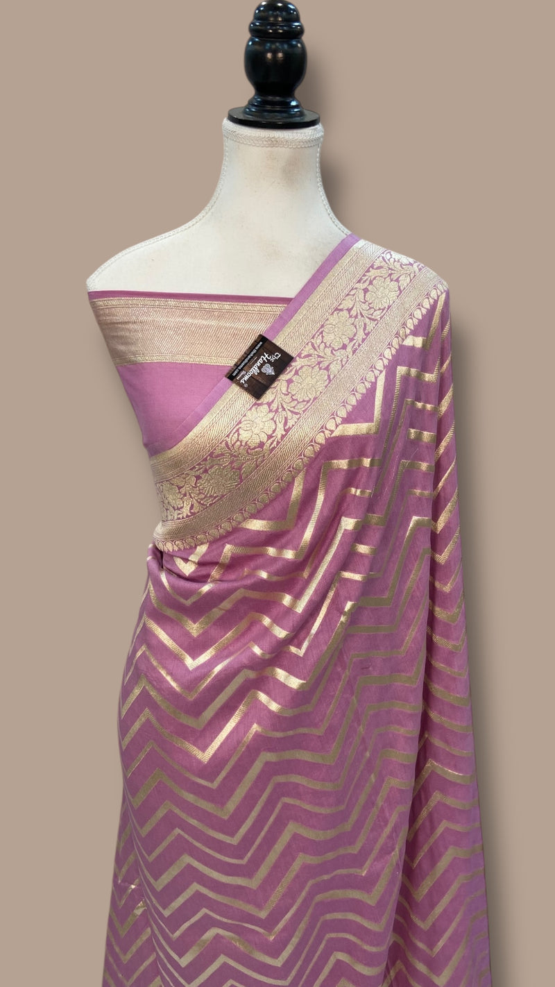 Moonga Georgette Handloom Banarasi Saree - The Handlooms