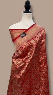 Regal Pure Katan Silk Banarasi Saree – Handwoven Tanchui Brocade - The Handlooms