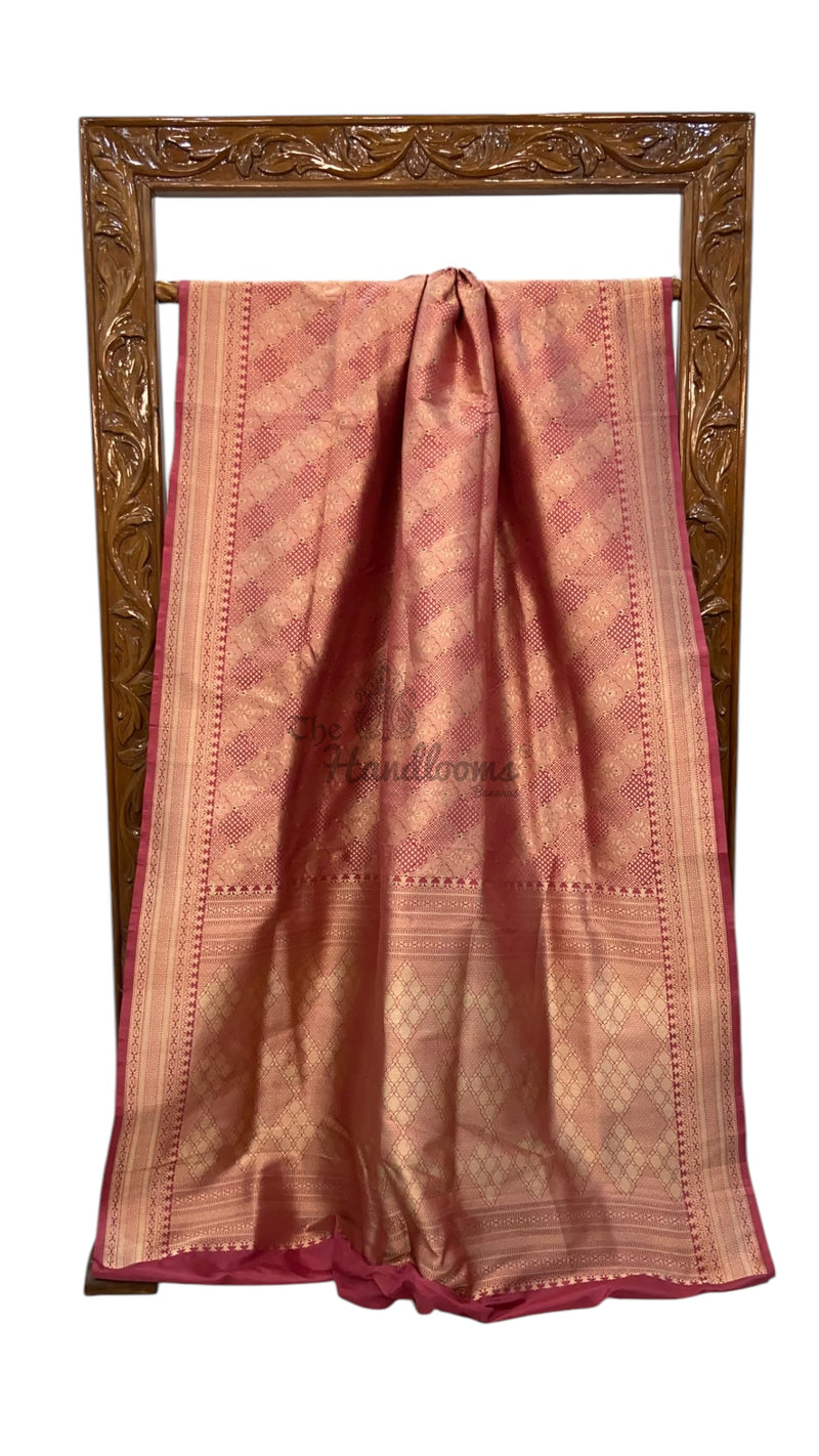 Regal Pure Katan Silk Banarasi Saree – Handwoven Tanchui Brocade - The Handlooms