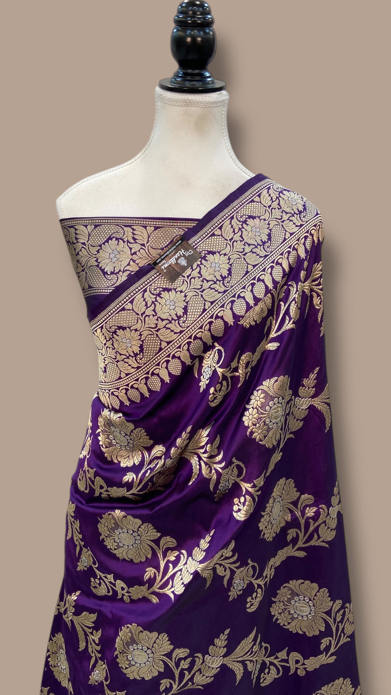 Pure Katan Silk Banarasi Handloom Saree - All over kadiyal Jaal work - The Handlooms