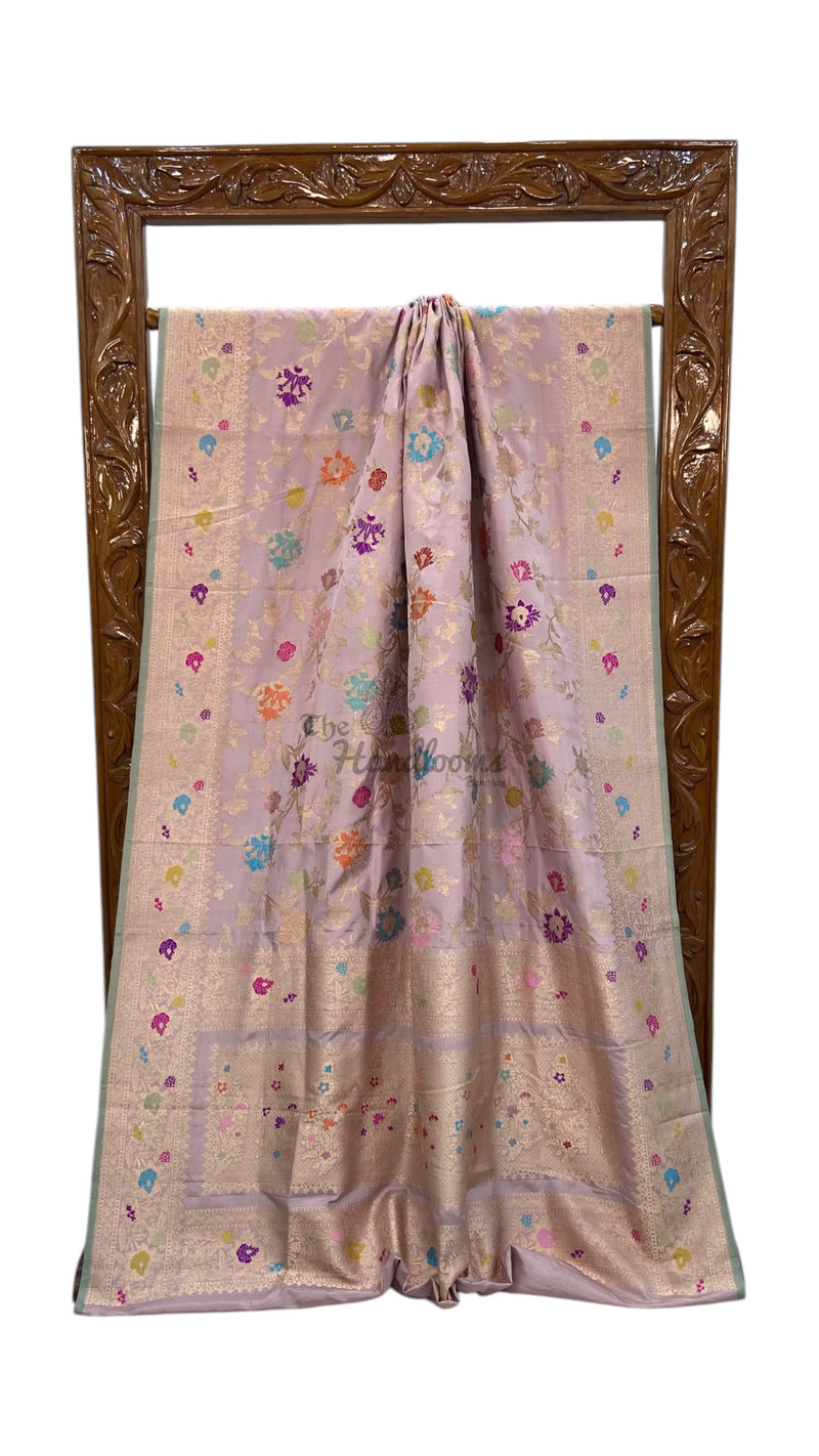 Ektara Pure Katan Silk Banarasi Handloom Saree - All over kadiyal Jaal work - The Handlooms