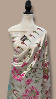 Pure Tussar Georgette Brocade Handloom Banarasi Saree - The Handlooms