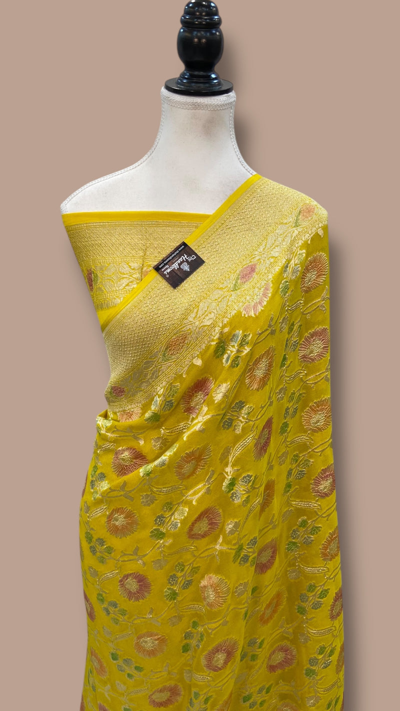 Pure Khaddi Georgette Banarasi Saree - water zari - The Handlooms