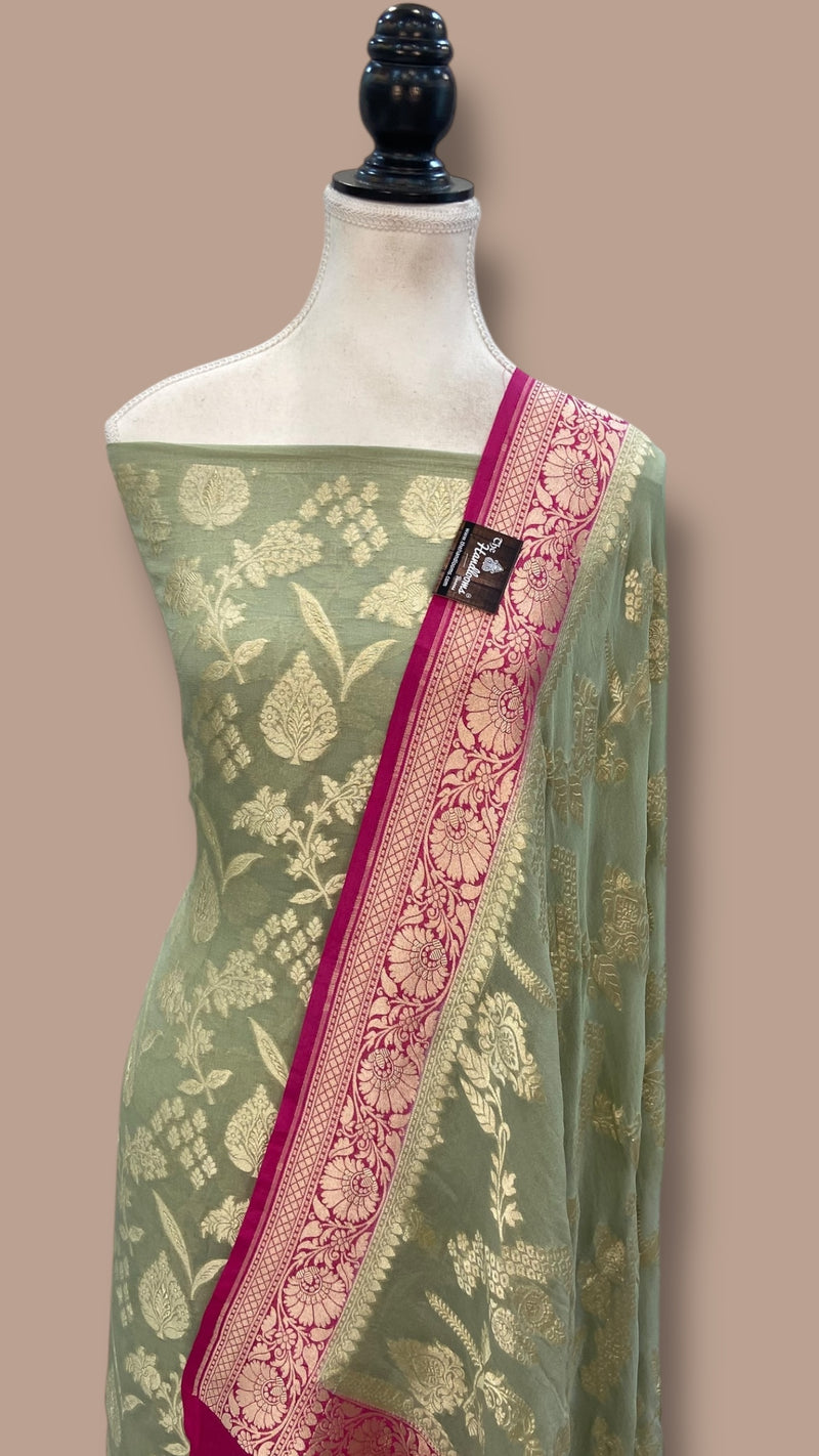 Khaddi Georgette Banarasi Dress material Water Zari - The Handlooms