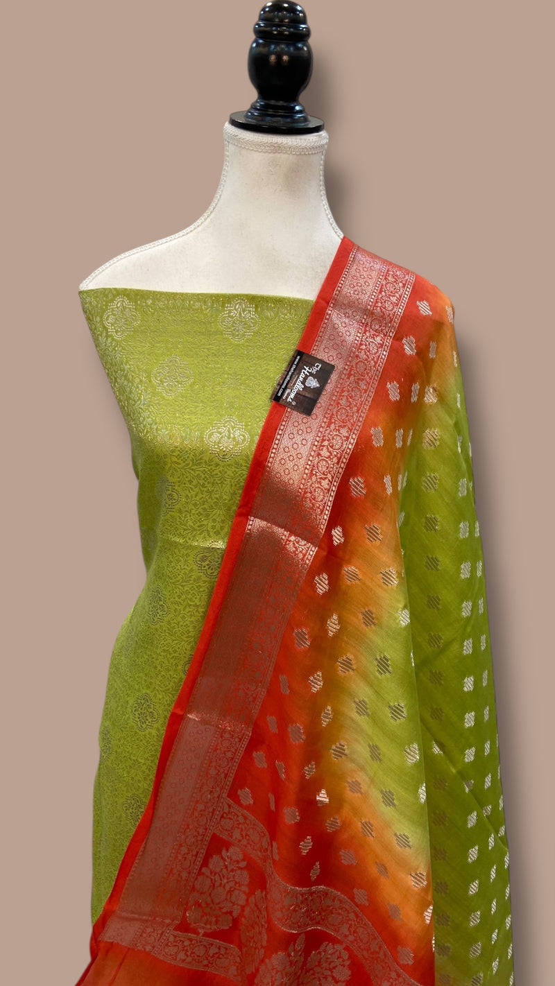 Pure Cotton Banarasi Dress material - The Handlooms