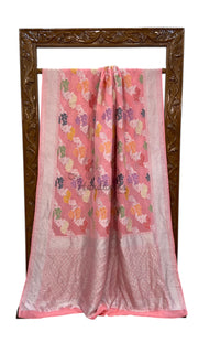 Pure Khaddi Georgette Handloom Banarasi Saree - All over Jaal Work With Meenakari - The Handlooms