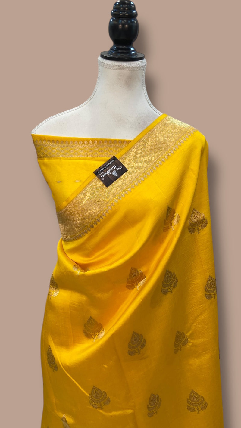 Pure Katan Silk Banarasi Handloom Saree - All over Kadua motifs - The Handlooms
