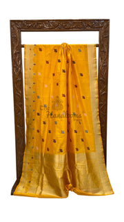 Pure Katan Silk Banarasi Handloom Saree - All over Kadua motifs With Meenakari - The Handlooms