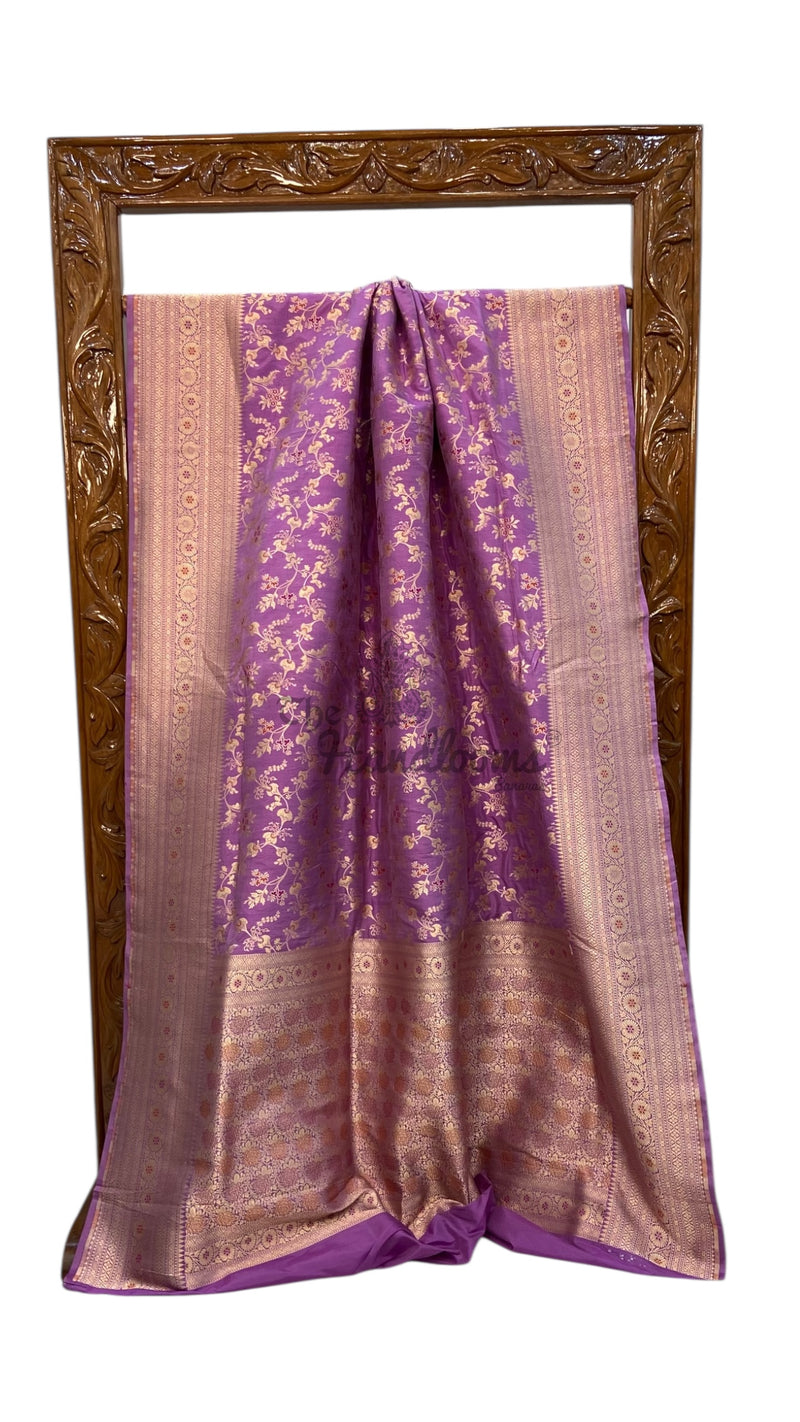 Pure Katan Silk Banarasi Handloom Saree - All over Jaal work With Meenakari - The Handlooms