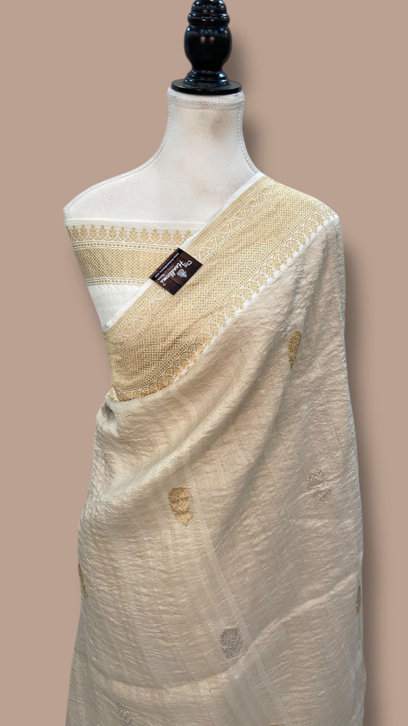 Pure Tussar Handloom Banarasi Saree - All over kadua Weaving - The Handlooms