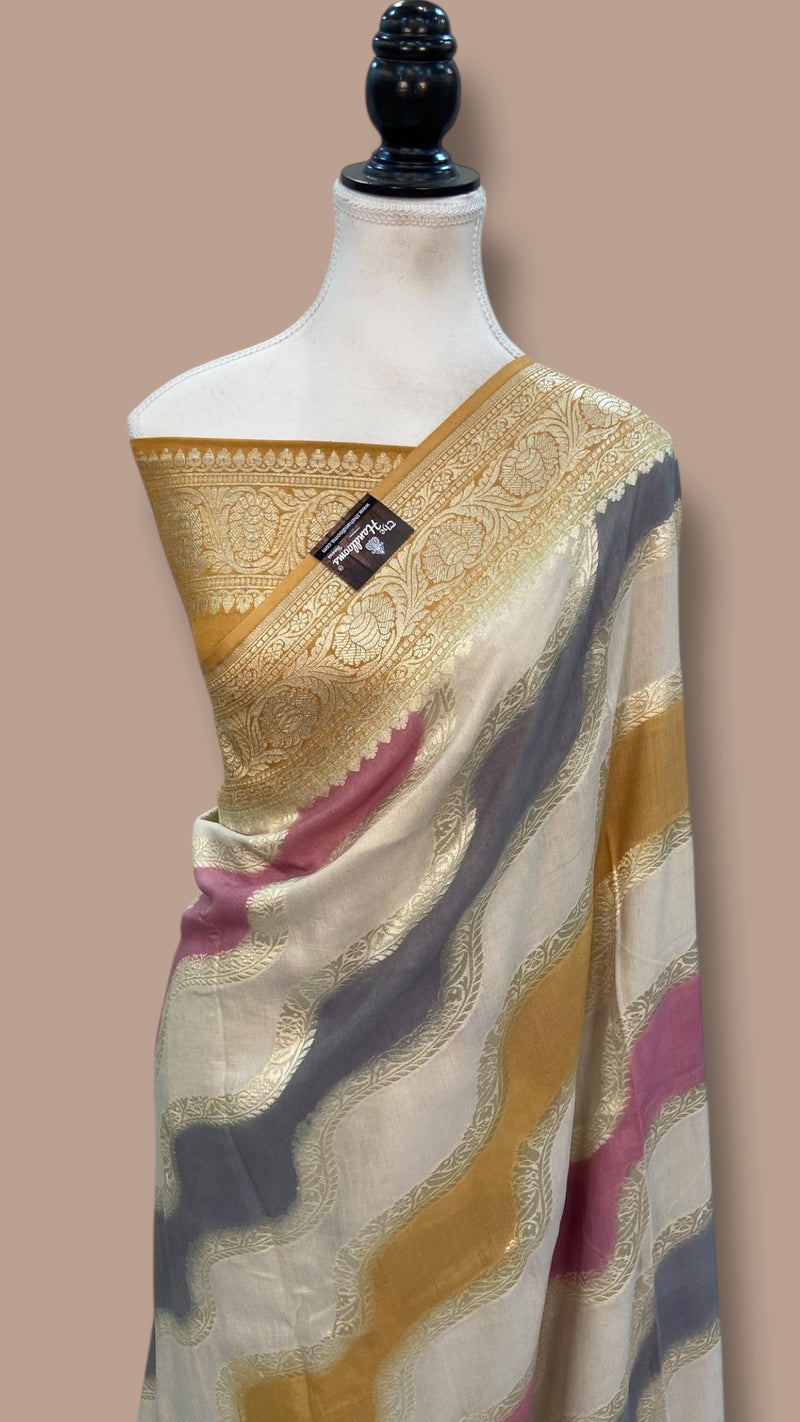 Moonga Georgette Handloom Banarasi Saree - Rangkat - The Handlooms
