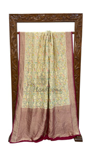 Pure Khaddi Georgette Handloom Banarasi Saree with water zari - The Handlooms