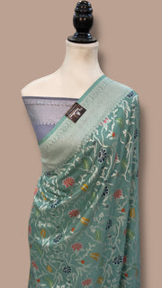 Moonga Georgette Handloom Banarasi Saree - Tilfi - The Handlooms