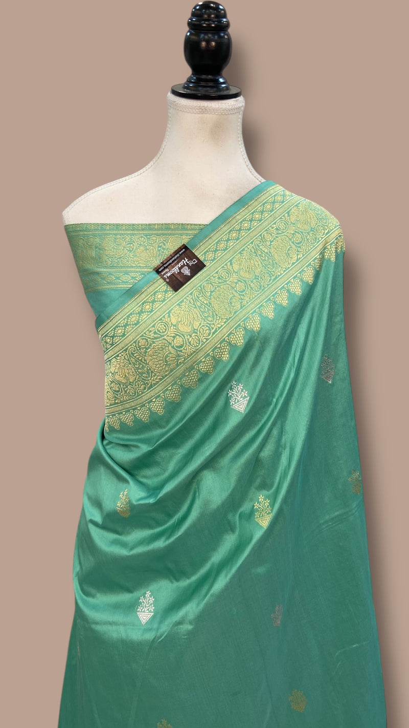 Pure Katan Silk Banarasi Handloom Saree - All over Kadua motifs With Meenakari - The Handlooms