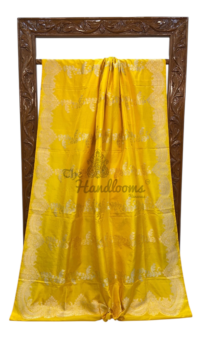 Pure Katan Silk Banarasi Handloom Saree - All over soona roopa  Kadua stripe - The Handlooms