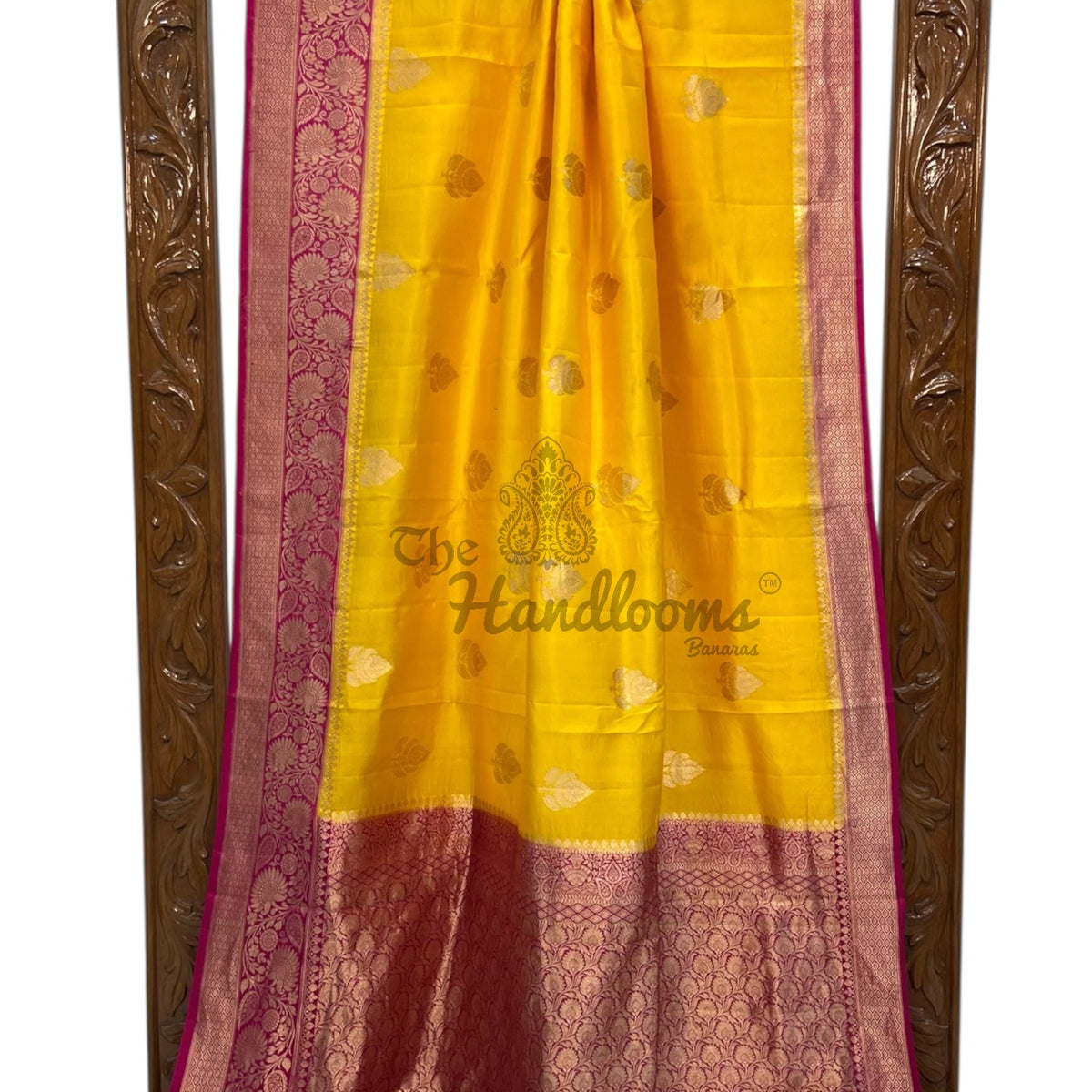 Pure Katan Silk Banarasi Handloom Saree - All over Kadua Motifs