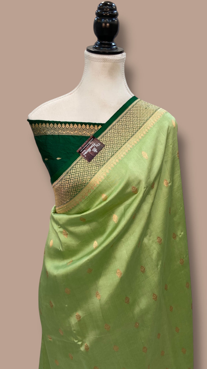 Pure Katan Silk Banarasi Handloom Saree - All over Kadua motifs - The Handlooms