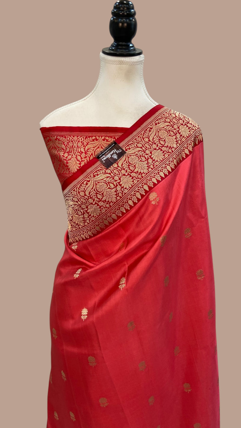 Pure Katan Silk Banarasi Handloom Saree - All Over Kadua Motifs - The Handlooms