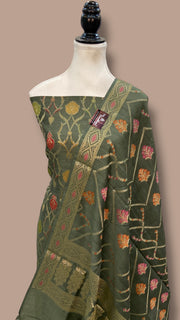 Pure Moonga Georgette Banarasi Dress Material - The Handlooms