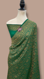 Pure Khaddi Crepe Georgette Banarasi Handloom Saree-Brocade - The Handlooms