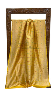 Regal Pure Katan Silk Banarasi Saree – Handwoven Tanchui Brocade with Meenakari Work - The Handlooms